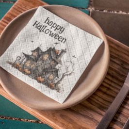 Niedliches Wasserfarben-Spuk HausHalloween Serviette