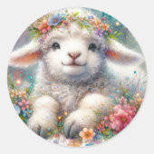 Niedliches Wasserfarbenflora Kronenlamm Ostern Runder Aufkleber (Vorderseite)