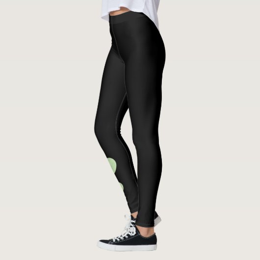 Niedliches Wasserfarbenflormuster auf Schwarz Leggings (Links)