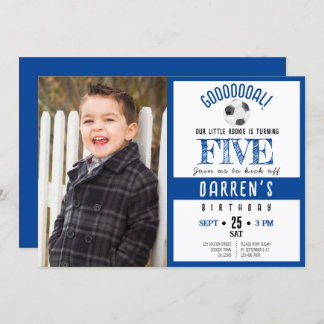 Niedliches Wasserfarbenfußball-Foto Geburtstag Einladung