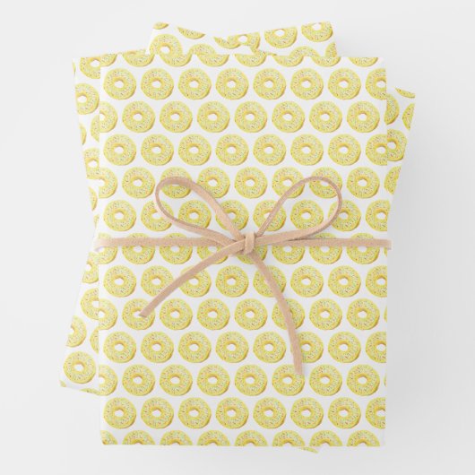 Niedliches Wasserfarbengelbes Donuts Muster Geschenkpapier Set (Beispiel)