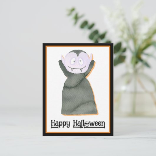 Niedliches WasserfarbenHalloween Dracula Vampire Postkarte (Stehend Vorderseite)