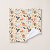 Niedliches WasserfarbenHalloween-Hexenhut-Geisters Badhandtuch Set (Waschlappen)