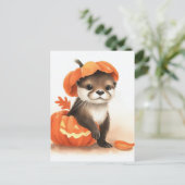 Niedliches WasserfarbenHalloween Otter Postkarte (Stehend Vorderseite)