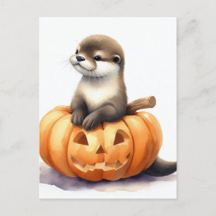 Niedliches WasserfarbenHalloween Otter Postkarte