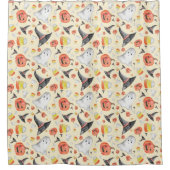 Niedliches WasserfarbenHalloween-Zuckermahnenkürbi Duschvorhang (Vorderseite)