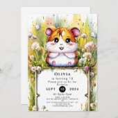 Niedliches WasserfarbenHamster Geburtstag Einladung (Vorne/Hinten)