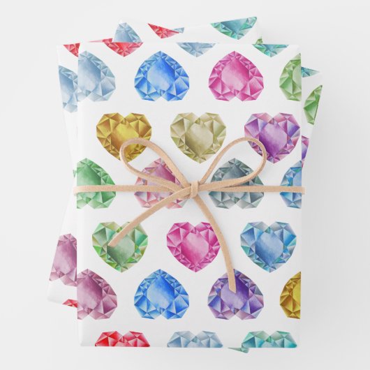 Niedliches Wasserfarbenherz Gemstone Farbenfrohe M Geschenkpapier Set (Beispiel)