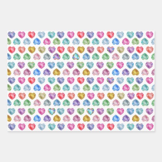 Niedliches Wasserfarbenherz Gemstone Farbenfrohe M Geschenkpapier Set (Vorderseite 3)