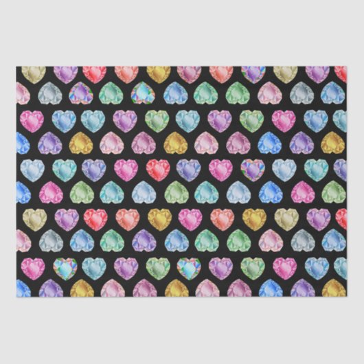 Niedliches Wasserfarbenherz Gemstone Farbenfrohe M Seidenpapier (Vorderseite)