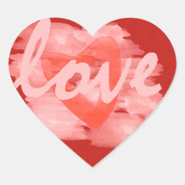 Niedliches Wasserfarbenherz Liebe Vielen Dank Stic Herz-Aufkleber