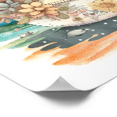 Niedliches Wasserfarbenmädchen mit Bestien Poster (Ecke)