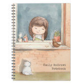 Niedliches Wasserfarbenmädchen mit Personalisierte Notizblock (Vorderseite)