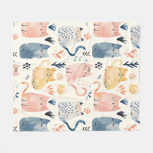 Niedliches Wasserfarbenmuster Fleecedecke (Vorderseite (Horizontal))