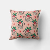 Niedliches Wasserfarbenrosa Lemur Tierblumenmuster Kissen (Rückseite)