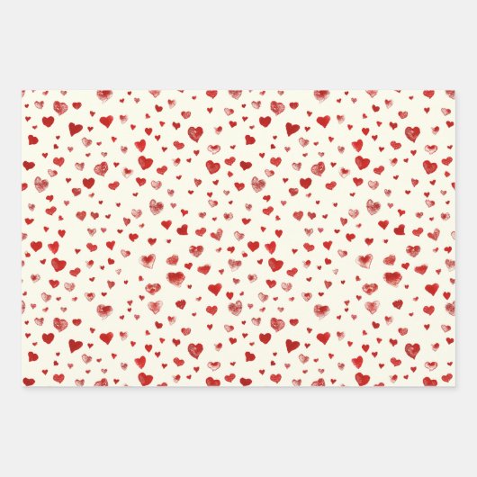 Niedliches Wasserfarbenrotes Herz auf Elfenbeinwei Geschenkpapier Set (Vorderseite)