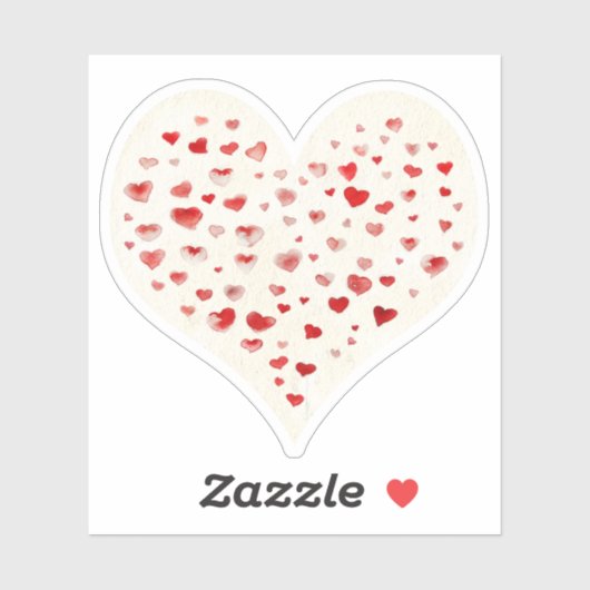 Niedliches Wasserfarbenrotes Herz Aufkleber (Blatt)