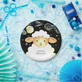 Niedliches Wasserfarbenschaf zum Geburtstag Pappteller