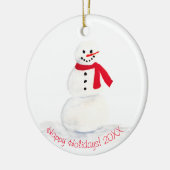 Niedliches Wasserfarbenschneemann Happy Holidays F Keramik Ornament (Links)