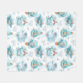 Niedliches Wasserfarbmuster für Wale Fleecedecke (Vorderseite (Horizontal))