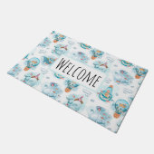Niedliches Wasserfarbmuster für Wale Fußmatte (Schrägansicht)