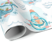 Niedliches Wasserfarbmuster für Wale Geschenkpapier (Rolleneckpunkt)