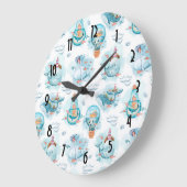 Niedliches Wasserfarbmuster für Wale Große Wanduhr (Winkel)