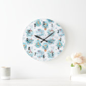 Niedliches Wasserfarbmuster für Wale Große Wanduhr (Zuhause)