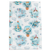 Niedliches Wasserfarbmuster für Wale Mittlere Geschenktüte (Vorderseite)