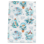 Niedliches Wasserfarbmuster für Wale Mittlere Geschenktüte (Rückseite)