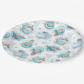 Niedliches Wasserfarbmuster für Wale Pappteller (Schrägansicht)