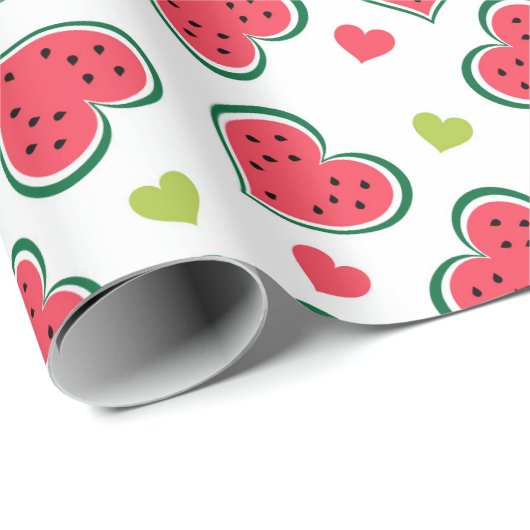 Niedliches Wassermelon Girly Melons Fruchtmuster Geschenkpapier (Rolleneckpunkt)