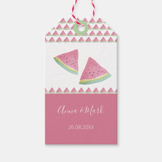 Niedliches Wassermelon Wasserfarbe Handgestrichen Geschenkanhänger (Vorderseite)
