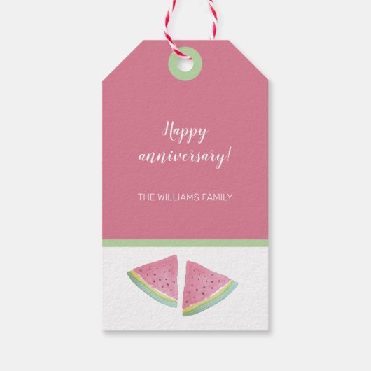 Niedliches Wassermelon Wasserfarbe Handgestrichen Geschenkanhänger (Rückseite)