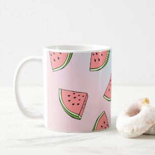 Niedliches Wassermelone-Muster pastellfarben pink Kaffeetasse