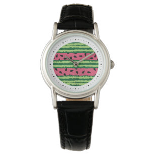 Niedliches Wassermelone Muster Pink & Green Armbanduhr