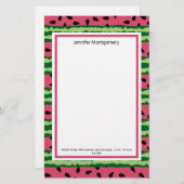 Niedliches Wassermelone Muster Pink & Green Briefpapier (Vorne/Hinten)