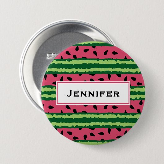 Niedliches Wassermelone Muster Pink & Green Button (Vorne & Hinten)