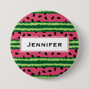 Niedliches Wassermelone Muster Pink & Green Button
