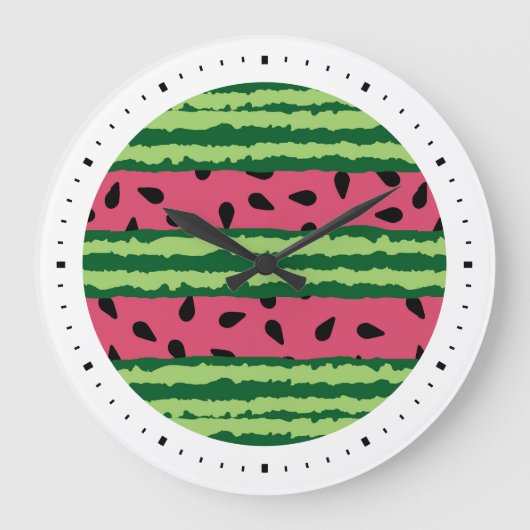 Niedliches Wassermelone Muster Pink & Green Große Wanduhr (Vorderseite)
