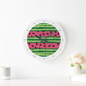 Niedliches Wassermelone Muster Pink & Green Große Wanduhr (Zuhause)