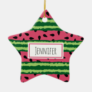 Niedliches Wassermelone Muster Pink & Green Keramik Ornament