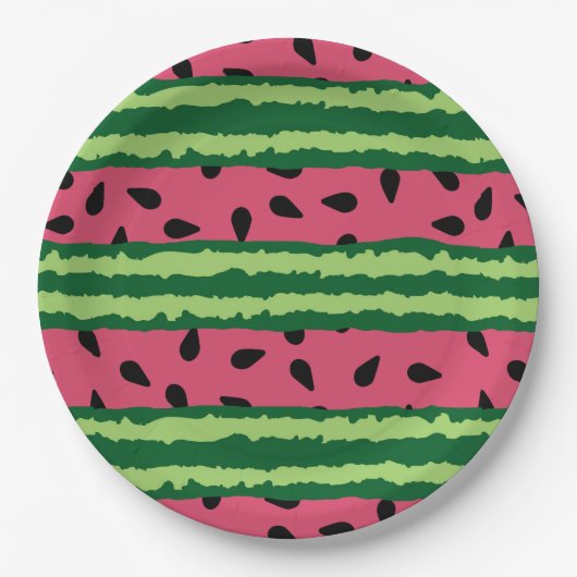 Niedliches Wassermelone Muster Pink & Green Pappteller (Vorderseite)