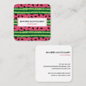 Niedliches Wassermelone Muster Pink & Green Quadratische Visitenkarte (Vorne/Hinten)