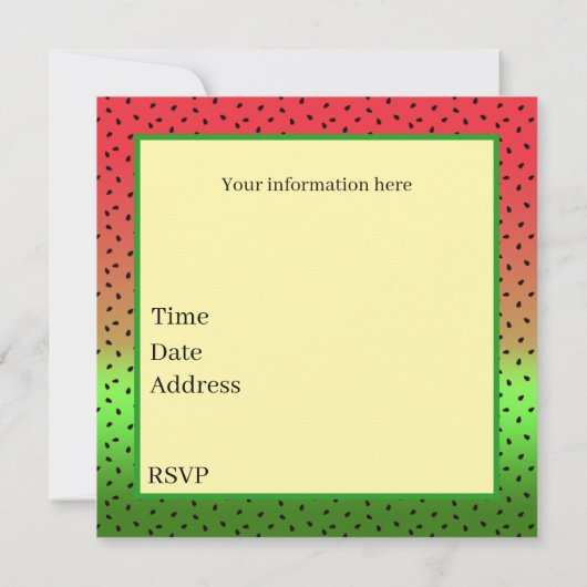 Niedliches Wassermelone Party Einladung (Rückseite)