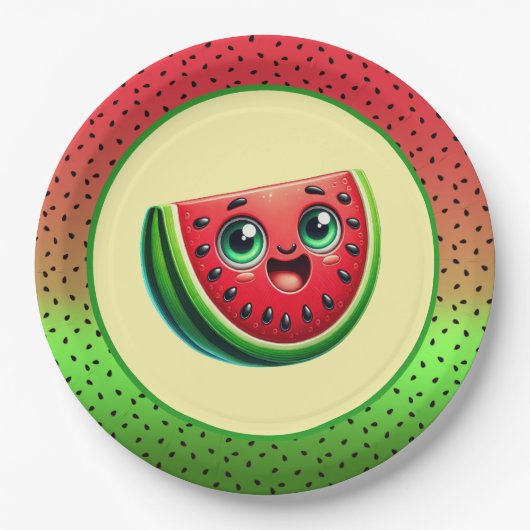 Niedliches Wassermelone Party Pappteller (Vorderseite)