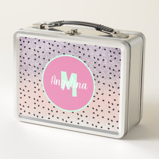 Niedliches Wassermelone Samen Mit Monogramm Imitat Metall Brotdose (Vorderseite)