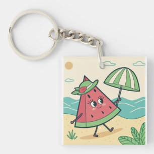 Niedliches Wassermelonenzeichen am Strand - Schlüs Schlüsselanhänger