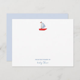 Niedliches Wassersportsegelschiff nautisches Baby Dankeskarte