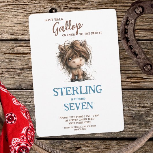 Niedliches Wassersportzentrum Pony Blue Brown Boy  Einladung